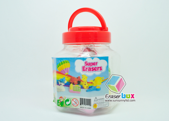 Assorted Erasers in PVC Jar