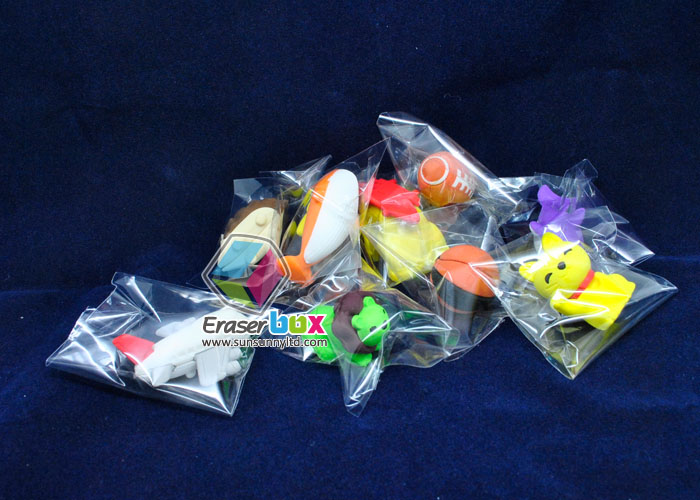 Assorted Erasers in Polybag